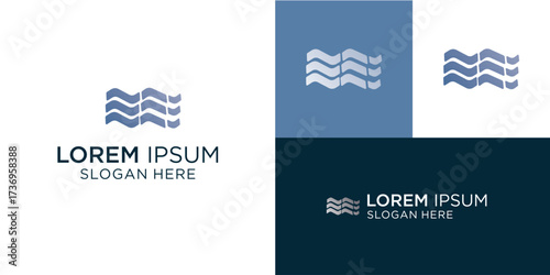 Clean modern water wave logo design for branding or company identity, perfect for eco-friendly businesses or refreshing product lines – capture that fluid, calming essence now!