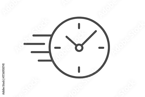 Thin line fast clock icon, vector illustration for time concept, fast delivery, express service, urgent deadline, speed symbol, quick time management, transparent background