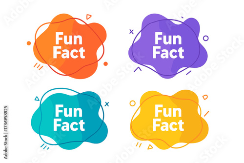 Fun fact vector icon set. Trendy dynamic geometric liquid shape collection. Modern abstract banner design for interesting facts, did you know, and quiz elements. Speech bubble.