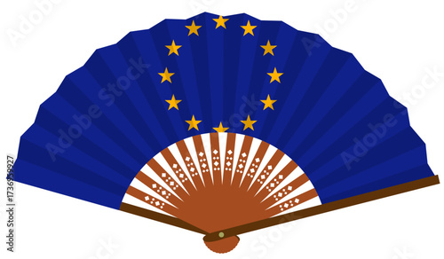 EU欧州連合　和風　国旗　扇子