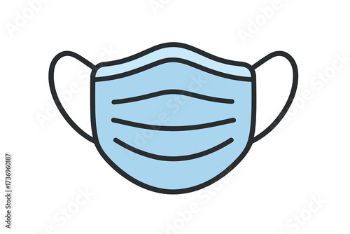 Medical face mask icon. Covid-19 coronavirus prevention concept. Surgical protective mask vector illustration. Anti virus, dust, flu and bacterial contagious diseases symbol.