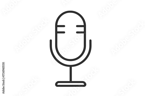 Microphone icon vector. Thin line mic illustration for podcast, radio, broadcast. Symbol for voice, sound, audio recording. Studio equipment for music, interview, show, talk.