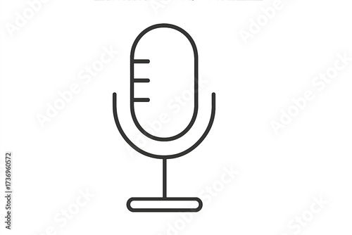 Microphone vector line icon. Symbol for music studio, radio, podcast, and broadcast. Concept for voice recording, conversation, interview, journalism, or online streaming.