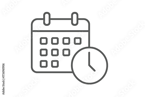 Calendar and clock line icon. Time management, schedule, and date concept. Appointment, deadline, and event symbol. Planning, organizer, and business reminder vector pictogram.