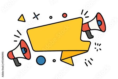 We're hiring banner with megaphones. Job vacancy announcement. Join our team. Recruitment and employment concept. Looking for employees. Career opportunity and job offering.