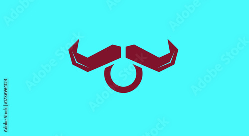 Stylized bull head with horns and mustache.