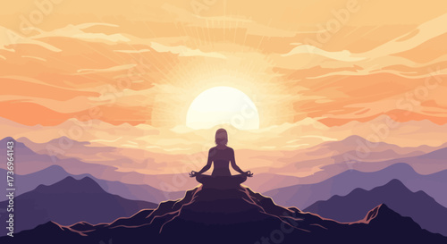 Silhouette of a person meditating in the lotus position.