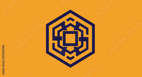 Hexagonal geometric pattern with central square.