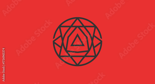 Geometric abstract symbol design with triangles and circles.