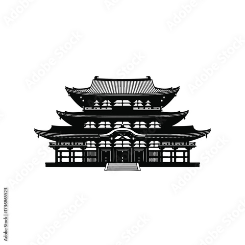 A traditional Korean hanok architecture building with a multi-tiered roof and ornate details against a clean white background.