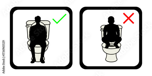 PROHIBITED AND RECOMMENDED SYMBOLS ON SEATED TOILET