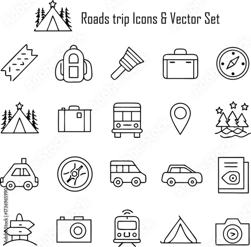 Road Trip Icons & Vector Set