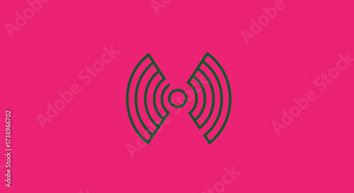 Minimalist thin line art of a broadcasting signal icon.