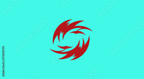 Abstract Red Swirl - Dynamic Circular Design with Sharp Edges.
