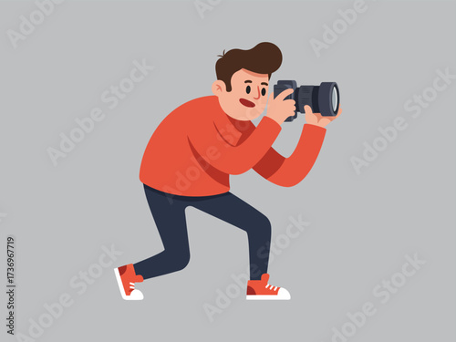 Creative photographer capturing a moment with a professional camera
