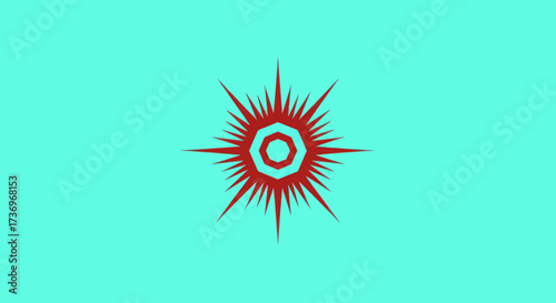 Red Star Symbol on Light Teal Background.