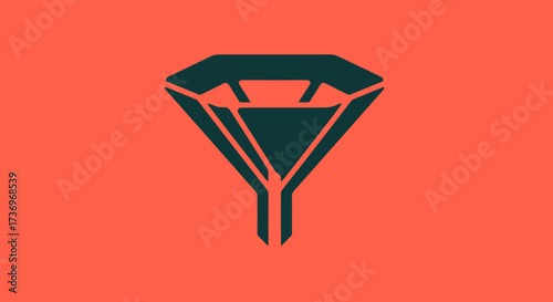 Abstract diamond funnel shape symbolizing refinement and filtering of valuable elements.