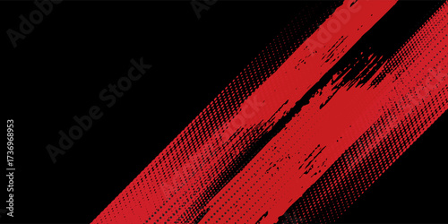 Red grunge brush art dark background.