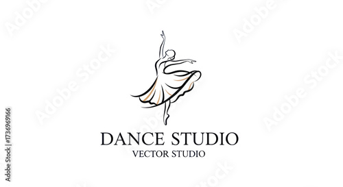 Elegant line art logo of a graceful ballerina dancer.