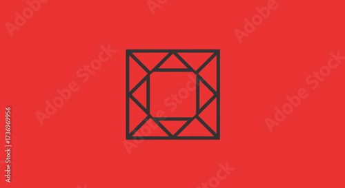 Geometric lines forming a square diamond shape.