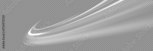 Light trail wave, fire path trace line and effect curve twirl. Neon motion effect. White special effect,speed police line. Road Magic