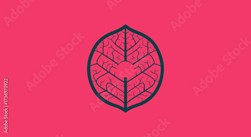Abstract geometric leaf-like pattern with intricate lines and central eye-shaped element.