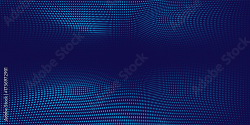 Abstract blue dynamic wavy line texture dot dark blue navy background. Dotted blue blank space. Pop art style. Comic dotted. EPS 10.