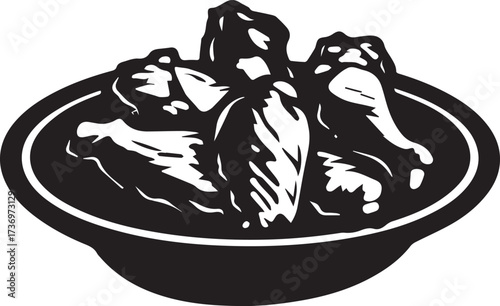 Bowl of chicken wings isolated on white background