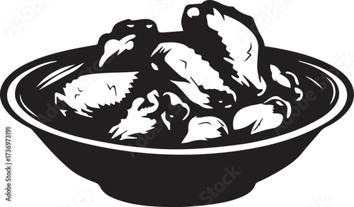Bowl of chicken wings, isolated on white background