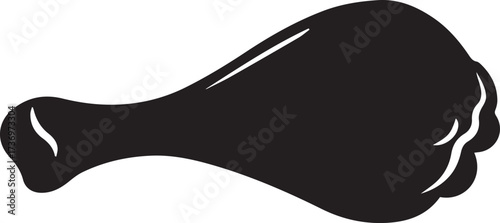 Black silhouette of a chicken leg isolated on white background