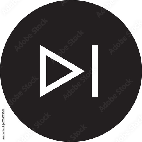 White Play and Fast Forward Icon on Black Circle symbol media