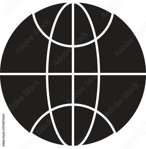 Simple Globe Icon Global Connection Symbol