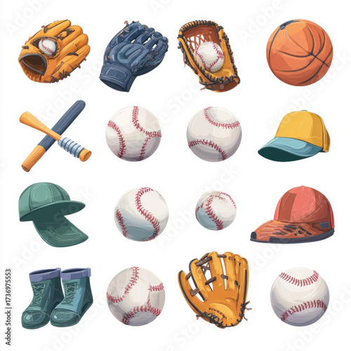 Classic baseball silhouette illustration with stitching isolated on a clean white background for sports themes isolated on white background