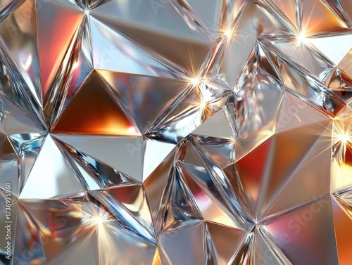 Geometric Crystal Abstract Pattern - Shiny Facets Reflecting Light