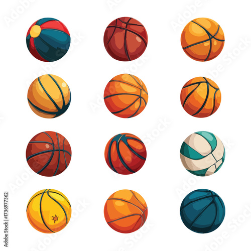Dynamic basketball silhouette in motion isolated on white background with vibrant colors