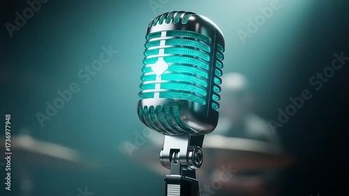 Vintage Microphone on Stage - A Captivating Performance Setting.