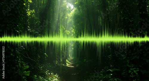 Soundwave Forest Audio Visualization in Nature, Green Energy
