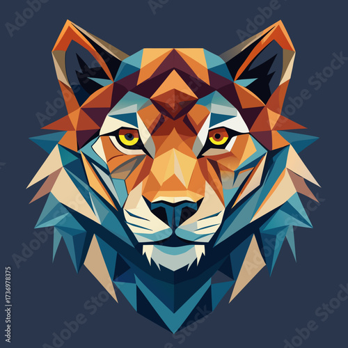 A bold vector animal portrait made from low-poly geometric shapes, filled with a coarse grain texture. Creates a striking, modern look for statement apparel and poster designs.