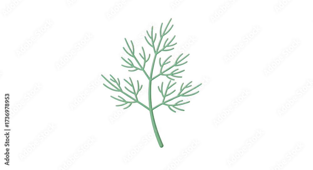 Fototapeta premium Minimalist Green Botanical Branch Illustration On Black