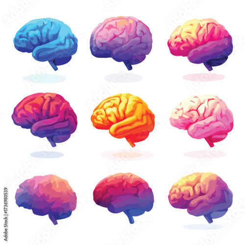 Abstract silhouette of a human brain with intricate details isolated on white background