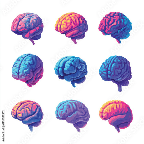 Abstract silhouette of a human brain with intricate neural network patterns isolated on a clean white background isolated on white background