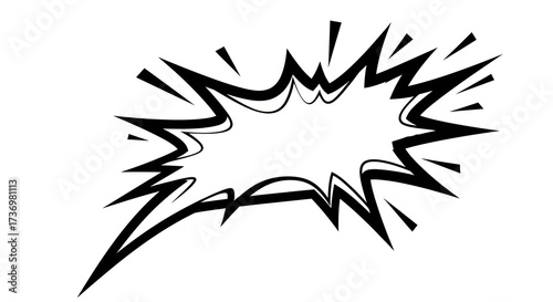 Monochrome pop art explosion bubble, a dynamic empty frame for text and sound effects in retro comic book style