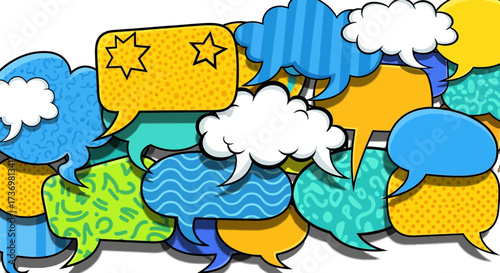 Colorful speech bubbles and communication concept, perfect for creative designs and illustrations