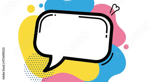 Vibrant Speech Bubble Illustration with Dotted Halftone Background