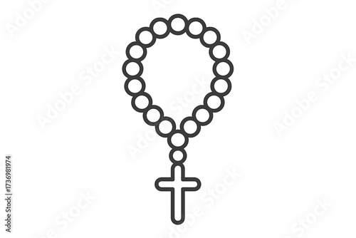 Outline of rosary beads with a cross pendant symbolizing faith  