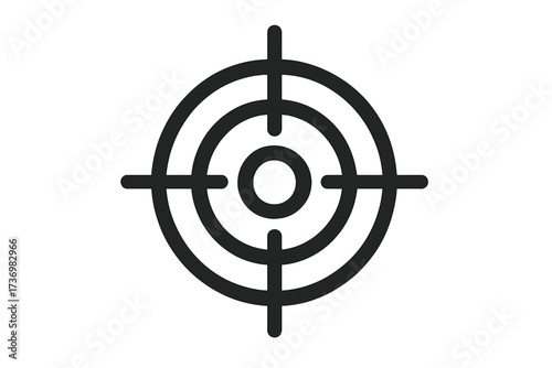 Target icon for business goal and marketing strategy. Bullseye for accuracy and focus. Aim concept for mission objective. Crosshair sight symbol for precision and success.
