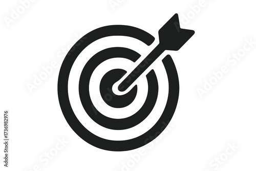 Target with arrow in the bullseye. Business goal success concept. Marketing strategy objective. Accuracy and precision symbol. Focus and mission accomplished vector icon.