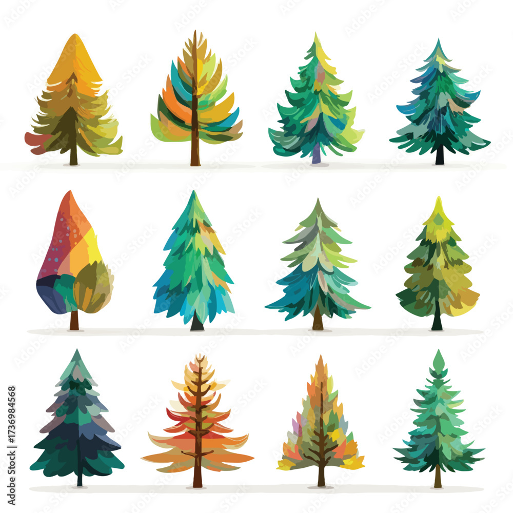 Obraz premium Festive christmas tree silhouette illustration isolated on a clean white background for holiday designs isolated on white background