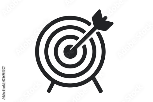 Target icon silhouette symbol accuracy concept, precision mark vector illustration, aim goal icon design, bullseye emblem, focus and success graphic, transparent background