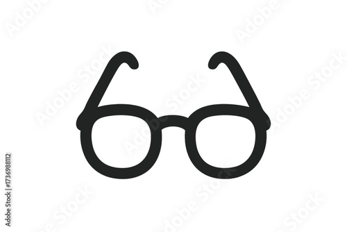 Eyeglasses icon vector silhouette. Simple black eyewear symbol. Optical spectacle frame isolated. Vision care concept illustration. Retro or nerd fashion style design element.
